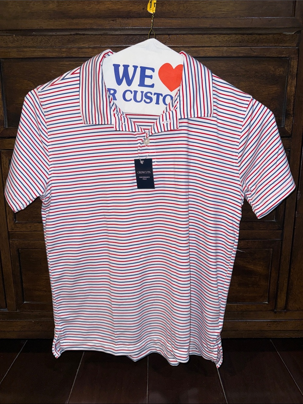 Crewcuts Boy’s Red White & Blue Striped Performance Polo Shirt